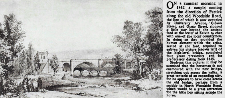 Sketch from 1842 of Kelvin bridges