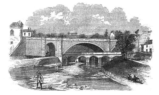 Engraving of the Kelvin bridges from 1859