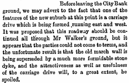Reference to retaining wall at Kelvinside Terrace, from Glasgow Herald, 11th October 1869