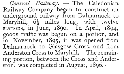 Opening dates of Glasgow Central Railway