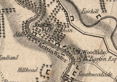1795 map showing Kelvinside House and North Woodside House