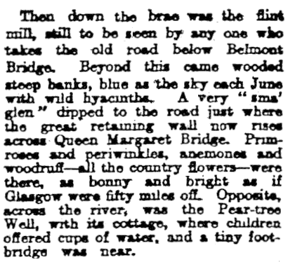 Reminiscence of riverbank before erection of bridges from Glasgow Herald, 28th February 1923