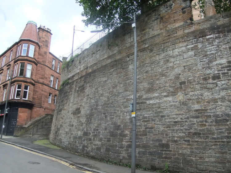 Retaining wall at Queen Margaret Road, Glasgow
