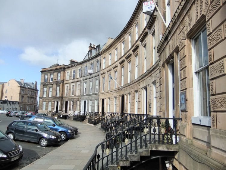 Matching railings at entrances to Park Circus