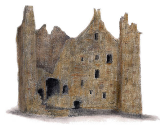 Drawing of the ruins of Partick Castle by Gerald Blaikie, copyright© G.Blaikie 2013