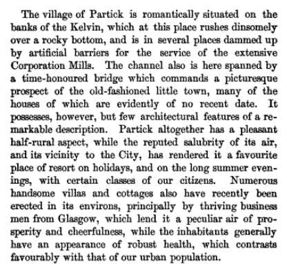 Description of Partick before Industrial Revolution