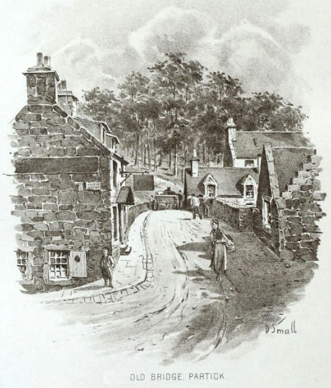 Engraving of old cottage in Partick