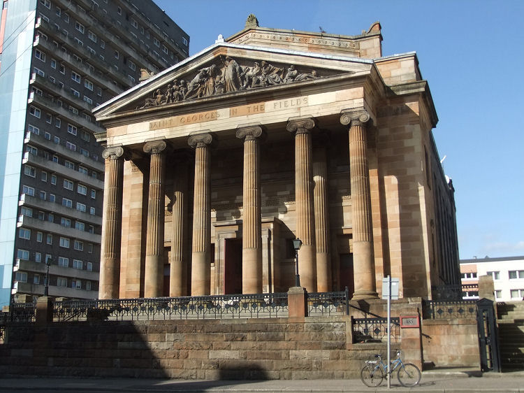 View of the frontage of St Georges in the Fields Church