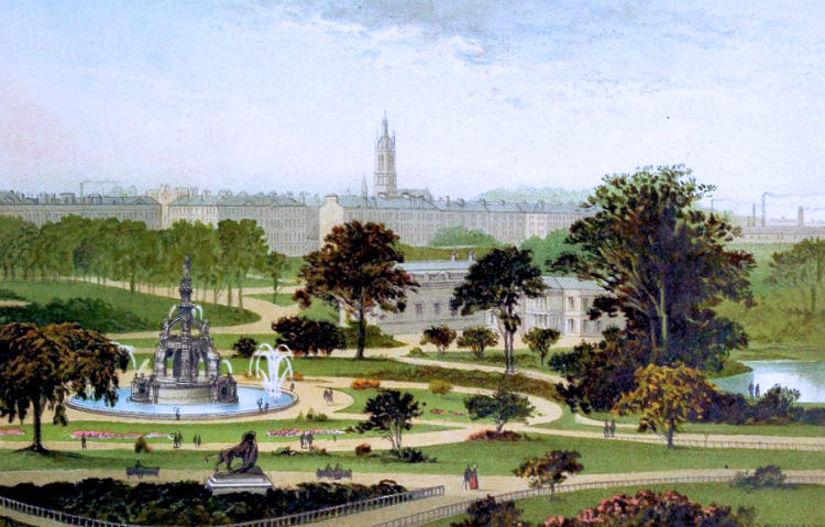 Print showing West End Park and Kelvingrove House