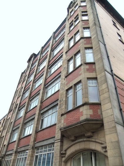 Looking up at the former City Bakeries factory in Clarendon Street