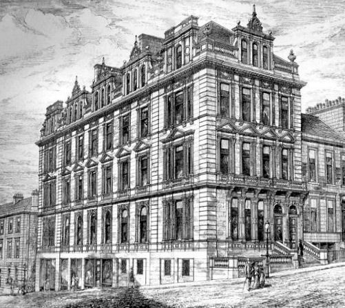 Stone faced office block at West George Street, J.Macleod Architect, 1881